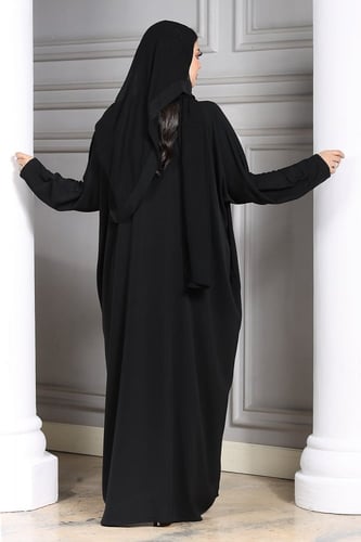 عباية سوداء نص فراشة بجيوب مخفية من قماش لمسة حرير...
