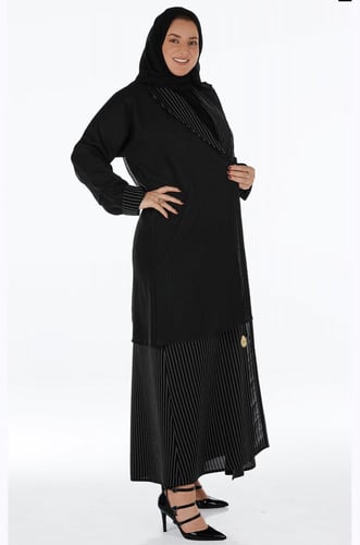 عباية كويتي منسوجة من القماش الكريب المقلم والأورج...