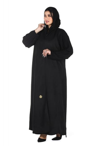 عباية كسرات لف شتوية سوداء من قماش الشامواه وكم بل...