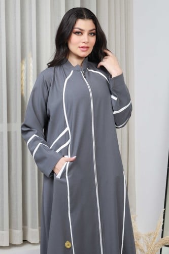 عباية سبورت سحاب نصف كلوش منسوجة من قماش الكريب ال...