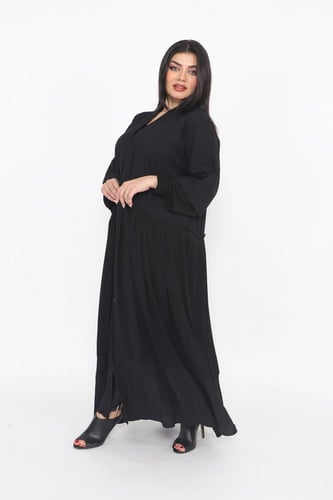 عباية منسوجة من قماش الكريب المقلم و الحرير المغسو...