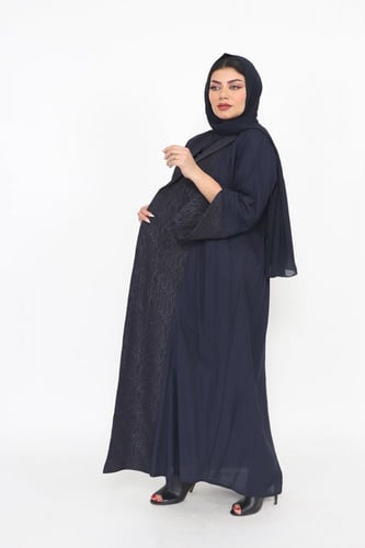 عبايه ملونة كوت منسوجة من قماش الكريب السعودي مع ط...