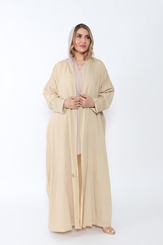 عباية بشت منسوجة من قماش الكريب السعودي مع طرحتها