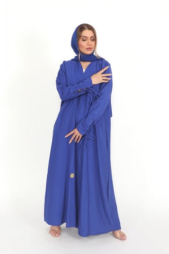 عباية منسوجة من قماش الكريب السعودي مع طرحتها