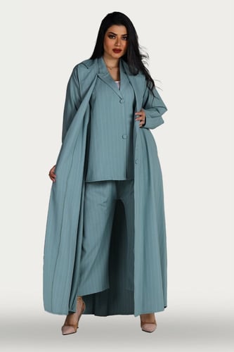 طقم صديري وبنطلون كريب مقلم