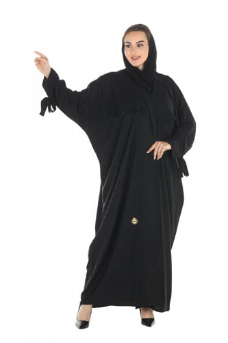 عباية نصف فراشة منسوجة من قماش الكريب الطايح مع طر...
