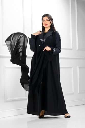 عباية قلاب نصف كلوش منسوجة من قماش كريب الفاخر مع...