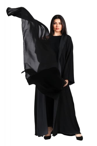 عباية دبل فيس من الحرير المغسول مع طرحتها