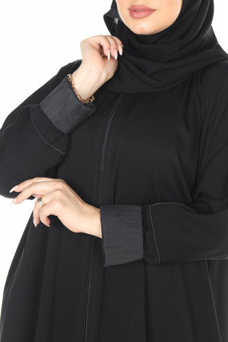 عباية منسوجة من قماش لمسة حرير مع طرحتها