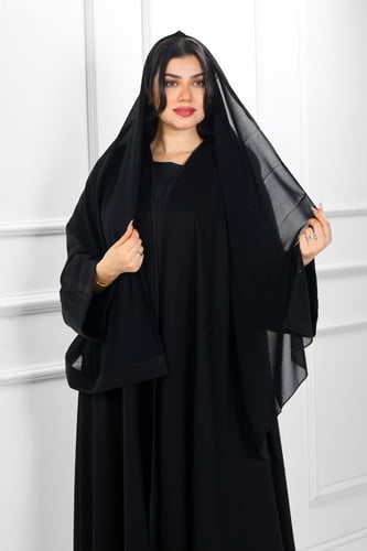 عباية دبل كلوش منسوجة من قماش الكريب الفاخر مع طرح...