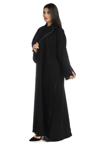 عباية قلاب سوداء مطرزة منسوجة من قماش الكريب الفاخ...