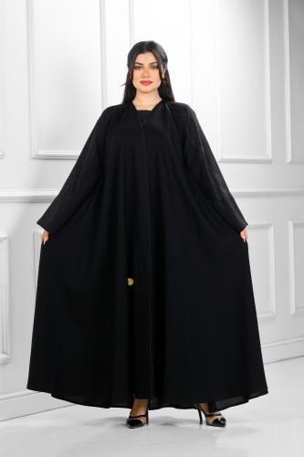 عباية دبل كلوش منسوجة من قماش الكريب الفاخر مع طرح...