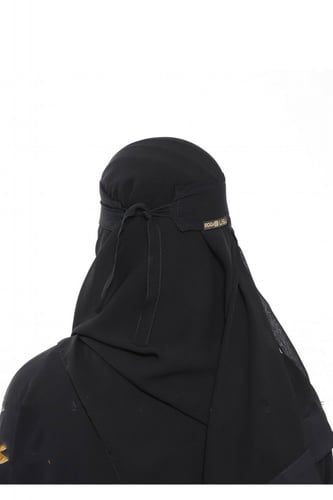 نقاب طويل بدون مقوى بمطاط واحد بربطه نحيف أسود