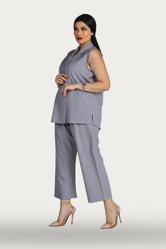 طقم صديري كوت منسوج من الكريب الفاخر