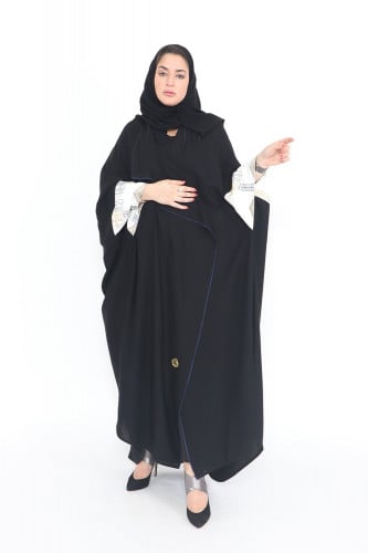 عباية قصة قطري قماش كريب طايح مع طرحتها