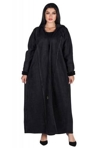 عباية قبعه شتوية من الشامواه الناعم