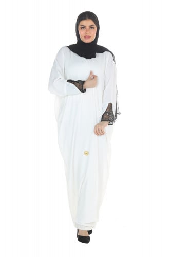 عباية فراشة ملونة منسوجة من قماش الكريب الطايح مع...