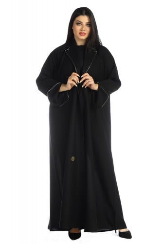 عباية قلاب سوداء مطرزة منسوجة من قماش الكريب الفاخ...