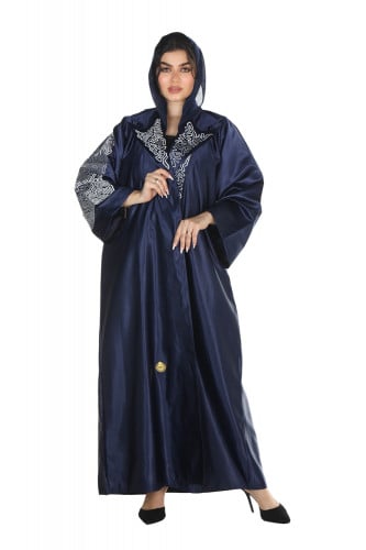 عباية قلاب منسوجة من قماش تفتة كحلي لمعة