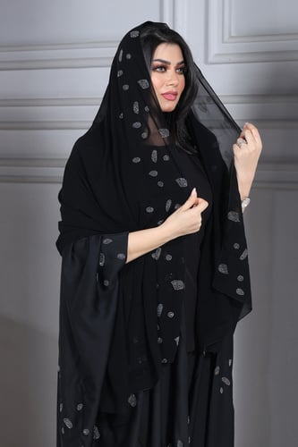 عباية بشت منسوجة من الحرير اللمعة الخفيف مع طرحتها