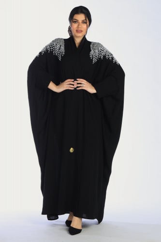 عباية بشت فخمة نسائي سوداء لف من قماش راما وطرحة م...