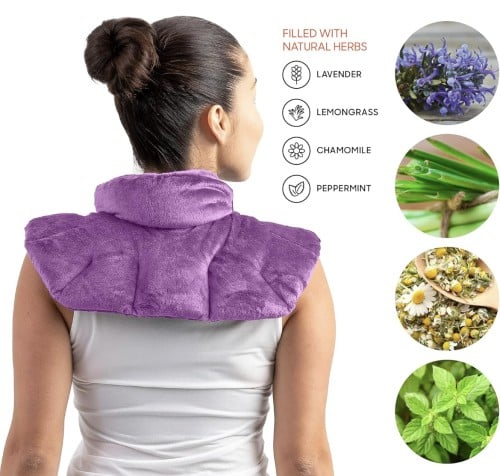 SHARPER IMAGE وسادة ملفوفة عشبية دافئة ومبردة للعن...