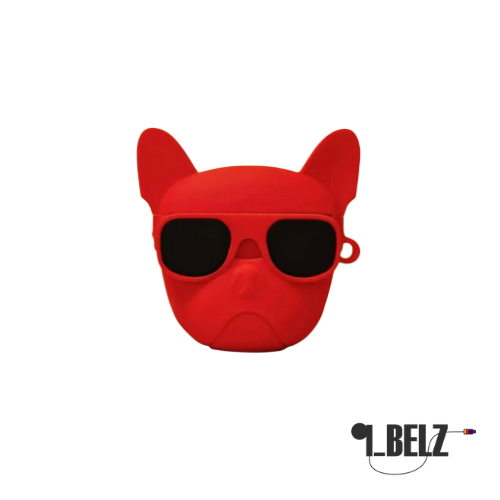 جراب حماية ايربودز الكلب البلدغ احمر