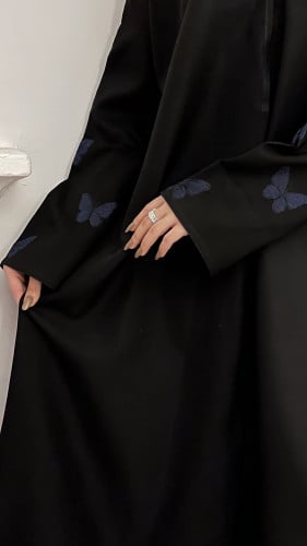 عبايه بتطريز فراش كحلي قماش كويتي قصه عاديه