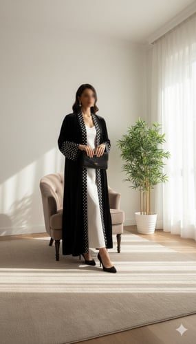 عبايه دلع شتوي مخمل كم منقط