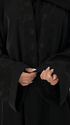 عبايه اكمام مربعات نص كلوش