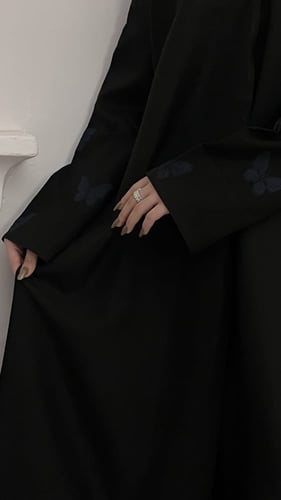 عبايه بتطريز فراش كحلي قماش كويتي قصه عاديه