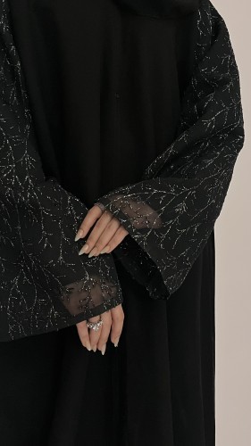 عبايه جويل كم دانتيل مبطن قماش كويتي ممتاز