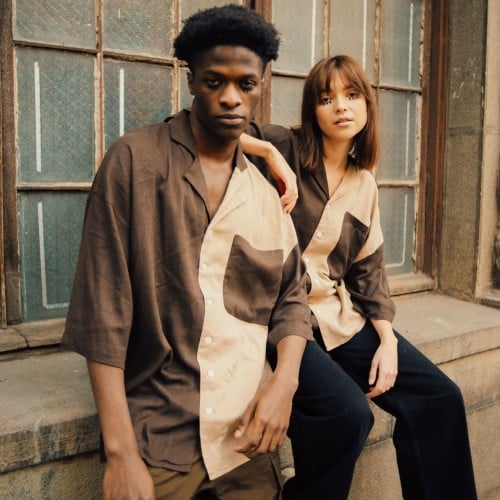 D01–08 Two-Tone Panel Oversized Shirt