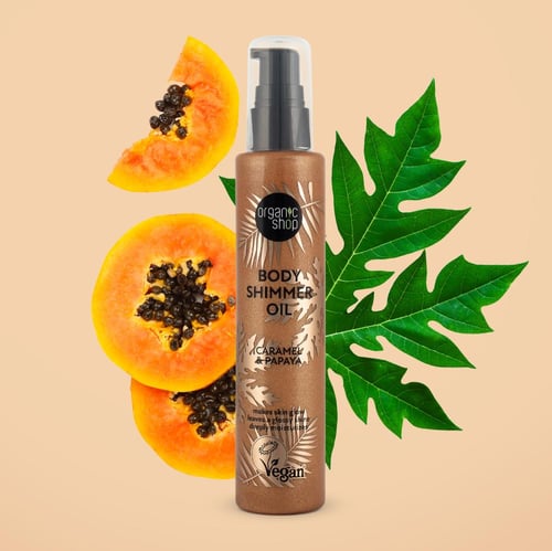 ملمع الجسم الزيت الجاف بالكاراميل والبابايا 100 مل