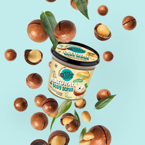 مقشر الجسم الطبيعي بالشوفان وزيت مكسرات المكاديميا...