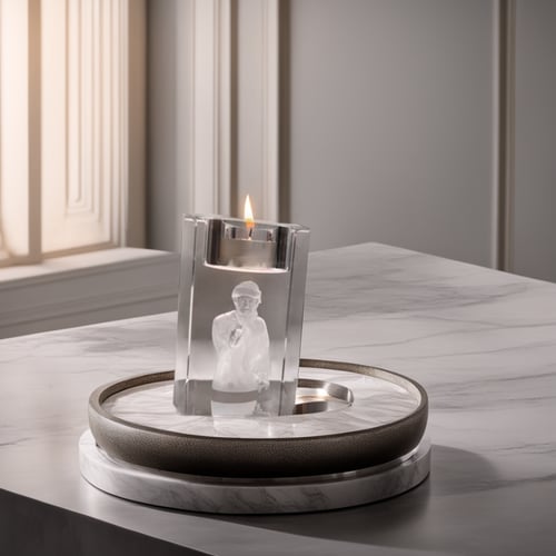 كريستالة بطباعة ثنائية الابعاد بشكل شمعة/مبخرة (8x...