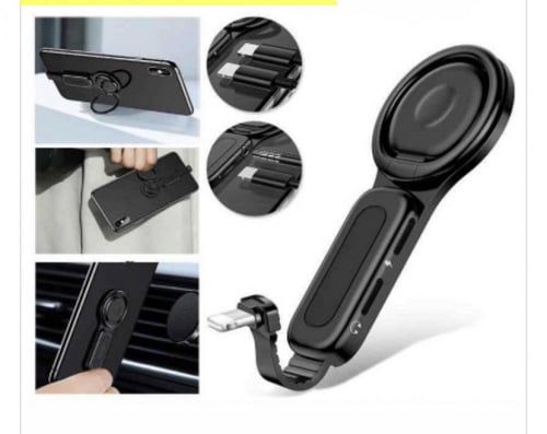 محول بمنفذين لأجهزة الآيفون مع مسكة اصبع مزدوجه