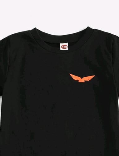 طقم ولادي أسود- بوليستر - بشريط برتقالي