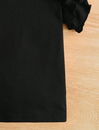 بلوزة بناتي أسود نصف كم طبقتين - من 6 شهور ل3 سنوا...