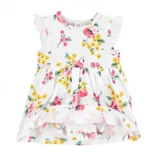 فستان بناتي أبيض وماروني ماركة كارترز