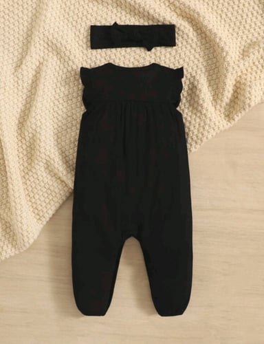 جمبسوت أفرول بناتي أسود راقي مع طوق