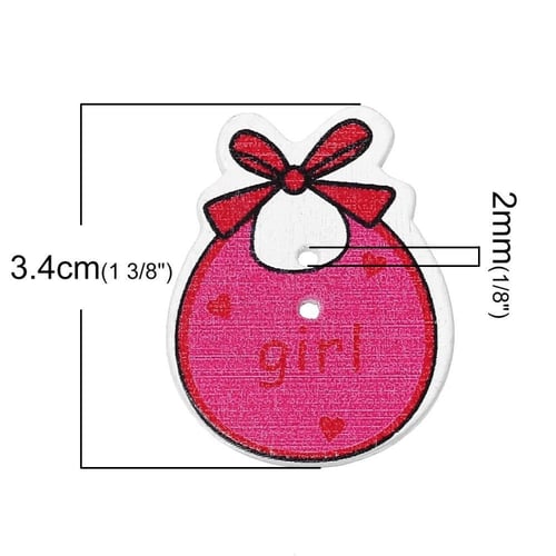 أزرار خشب شكل مريلة أطفال - 50 حبة - ملون