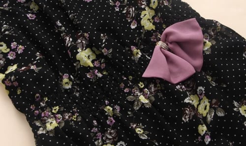 فستان نسائي قصير شيفون أسود وبنفسجي