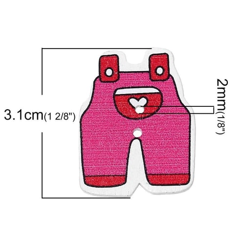 أزرار خشب لباس طفل - 50 حبة - ملون