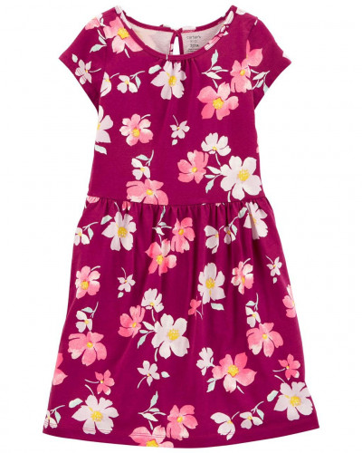 فستان بناتي ماركة كارترز - عنابي مزهر