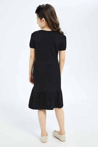 فستان بناتي أسود - سادة - ماركة ردتاغ