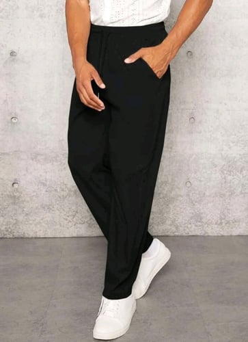 سروال رجالي خفيف أسود