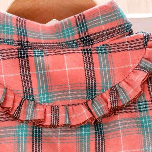 قميص بناتي وردي كاروهات