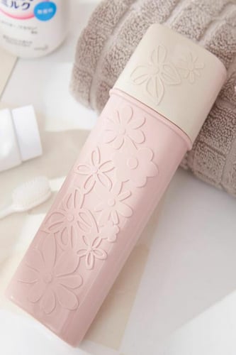 حافظة معجون وفرشاة أسنان وردي