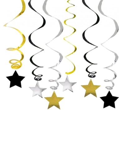 زينة تعليقة - تخرج - شرائط ونجوم 6 قطع